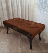 Kapitoneli Ayak Ucu Kapı Önü Antre Bench Puf Siyah Ayak (100*45) (Kahverengi)