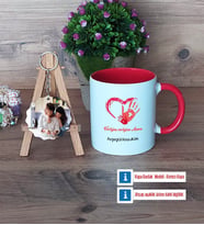 Anneye Hediye Kupa Bardak Beyaz ve Fotoğraflı Ahşap Anahtarlık Hediye (Model 2)