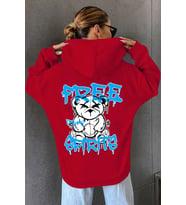 Free Grafiti Sırt Baskılı Sweatshirt (Kırmızı)
