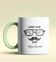 Kişiye Özel Love You Dad 2 Tasarımlı Siyah Kupa Bardak (Yeşil)