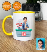 Kişiye Özel Karikatürlü Eczacı Hediye Kupa Bardak Erkek Ezacıya Tıp Bayramı Hediyesi (Sarı)