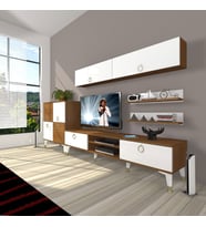 Decoraktiv Eko 6Y Mdf Dvd Gold Tv Ünitesi Tv Sehpası (Beyaz - Kahverengi)