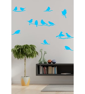 Dalda Kuş Dekoratif Duvar Sticker (Turkuaz)