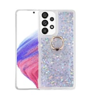Galaxy A13 4G Kılıf Zore Milce Simli Pullu Yüzüklü Kılıf (Gümüş)