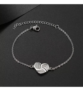 Kişiye Özel 925 Ayar Gümüş Çizgi Tasarım Kalp Bileklik (Gümüş)