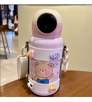 500ml Karikatür Çocuklar İçin Taşınabilir Akıllı Ekran Dokunmatik Paslanmaz Çelik Termos (Pembe)