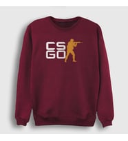 Presmono Unisex Beyaz Logo Oyun Counter Strike Cs Go Sweatshirt 323612tt (Bordo)