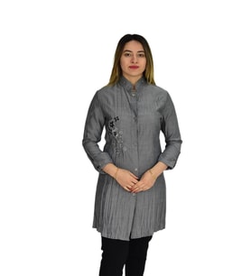 Kadın Nakışlı Hakim Yaka Tunik JNS-3004 (Siyah)