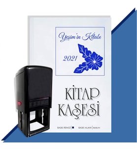 Kişiye Özel Çiçek Buketi 18 2021 Otomatik Kitap Kaşesi (Mavi)