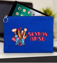 BK Gift Kişiye Özel İsimli-3 Tablet Çantası 30x21cm(12 Renk Seçeneği), Ipad Çantası, Baskılı Tablet Kılıfı (Mavi)