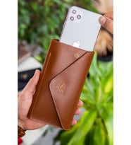 Envelope Telefon ve Bozuk Para Bölmeli Zarf Model Kadın Cüzdan (Taba)