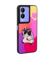 ViVo Y17s Kılıf Parlayan Kabartmalı İkonik Figürlü Amas Silikon Kılıf (Mor)