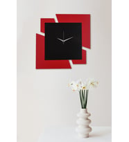 Dekoratif Ahşap Duvar Saati 50 cm - Puzzle (Kırmızı)
