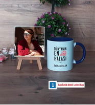 Halaya Hediye Fotoğraflı Dekoratif Taş, Kupa Bardak Beyaz Hediye (Model 3)