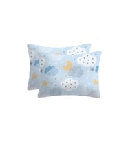 LİEF HOME AY VE BULUT DESENLİ BEBEK YASTIK KILIFI 6 FARKLI RENK SEÇENEĞİYLE / 35x45 ( 2 Adet ) (Mavi)