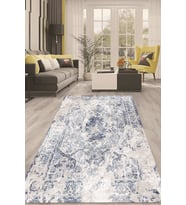 Dijital Kaymaz Taban Yıkanabilir Modern Renkli Salon Halısı Mutfak Halısı Yolluk ND-HT-145 (Mavi)