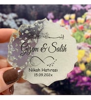 Epoksi Magnet Hediyelik - ETİKET DEĞİLDİR!! - Besmele Sonsuzluk Tasarım - Düğün, Nikah, Söz, Kına, Nişan Hatırası (Gümüş)