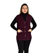 Kadın Cepli Triko Yelek BGL-ST03343 (Mürdüm)