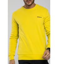 Süperlife Bisiklet Yaka Uzun Kollu Dar Kalıp İnce  Erkek Sweatshirt SPR2019K18 (Sarı)