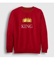 Presmono Unisex Beyaz King Kral Sweatshirt 381331tt (Kırmızı)