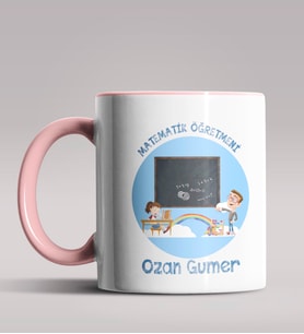 Kişiye Özel Matematik Öğretmeni Tasarımlı Siyah Renk Kupa 13 (Pembe)