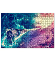Cakapuzzle Fantazi Sanat Tren Duman Ve Kuşlar Görseli  Puzzle Yapboz MDF (Ahşap) (255 Parça)