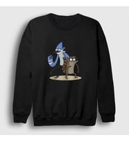 Presmono Unisex Beyaz Mordecai And Rigby Regular Show Sweatshirt 449243tt (Siyah)