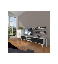 Decoraktiv Eko On Mdf Dvd Retro Tv Ünitesi Tv Sehpası (Beyaz-Siyah)