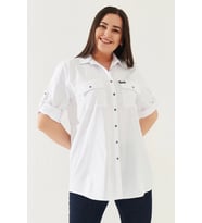 Cotton Büyük Beden Gömlek (Beyaz)