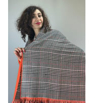 EKOSE PÜSKÜLLÜ ÇİFT TARAFLI KADIN ŞAL TV BAHTANİYESİ 180X75 CM (Turuncu)