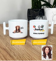 Kişiye Özel Karikatürlü Kadın Bankacı T Kupa Bardak Kadın Bankacıya Hediye (Beyaz)