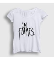Presmono Kadın Sarı Logo In Flames T-Shirt 84191tt (Beyaz)