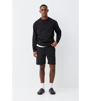 Erkek Bisiklet Yaka Rahat Kalıp 3 iplik İçi Polarlı Kalın Sweatshirt SPR25SW36 (Siyah)