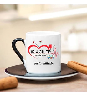 112 Acil Tıp Teknisyeni Türk Kahvesi Fincanı (Siyah)