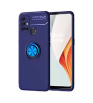 One Plus Nord N10 5G Kılıf Zore Ravel Yüzüklü Silikon Kılıf (Mavi)