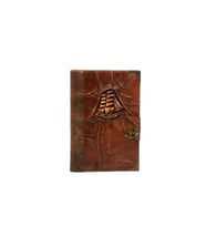 ML El Yapımı Hakiki Deri Defter - Seyahat Günlüğü - Notebook - Deri Defter- Figürlü Deri Defter (Kahverengi Açık)