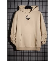 Cartoon Graphic Thermal Lined Drawstring Sweatshirt (Bej)
