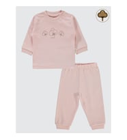 Civil Baby Bebek Organik Pijama Takımı 1-9 Ay Ekru (Pembe)