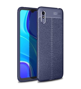 Xiaomi Redmi 9A Kılıf Deri Tarzı Niss Silikon Case (Lacivert)