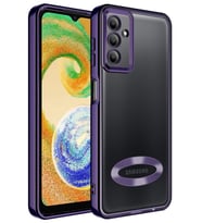 Galaxy A24 Kılıf Köşeleri Renkli Şeffaf Kamera Korumalı Silikon Luxury Kapak (Mor)