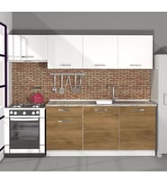 Decoraktiv Smart 240 MDF Hazır Mutfak Dolabı - Tezgah Dahil - Parlak Beyaz (Beyaz - Pera)