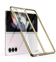 Samsung Galaxy Z Fold 3 Kılıf Şeffaf Kıpta Kapak (Gold)