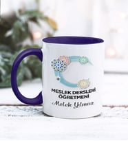 Meslek Dersleri Öğretmeni Tasarımlı Kişiye Özel Kupa Bardak (Lacivert)