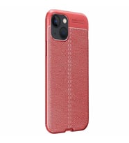 Vendas iPhone 13 Mini Deri Desenli Çift Katmanlı Silikon Kılıf + Seramik Nano Ekran Koruyucu (Kırmızı)