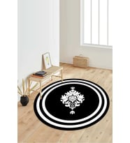 Dijital Baskılı Kaymaz Taban Yıkanabilir Yuvarlak Salon Halısı Koridor Halısı Paspas NDY-HT-814 (Siyah)