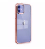 Uyumlu Model Apple iPhone 12 Kılıf Sararmaz Şeffaf Sert Fit Kapak (Pembe)