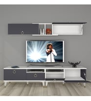 Decoraktiv Eko 5220 Mdf Gold Tv Ünitesi Tv Sehpası (Beyaz - Antrasit)
