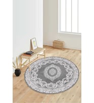 Dijital Baskılı Kaymaz Taban Yıkanabilir Yuvarlak Salon Halısı Koridor Halısı Paspas NDY-HT-1481 (Gri)