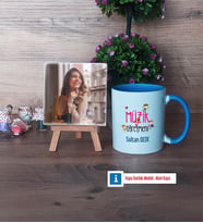 Müzik Öğretmeni Fotoğraflı Dekoratif Taş, Kupa Bardak Beyaz Hediye (Model 4)