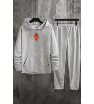 Unisex Ateş Avatar Baskılı Eşofman Takımı (Gri)